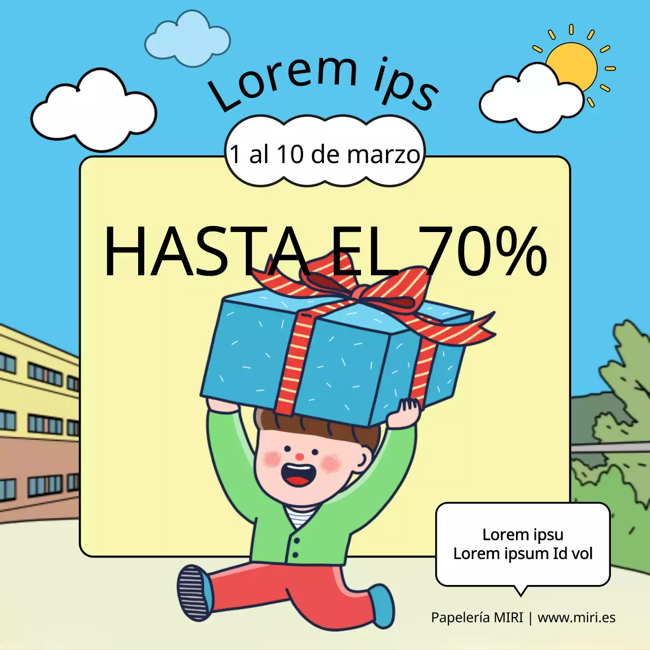 La vuelta al cole animada en azul claro en el acto