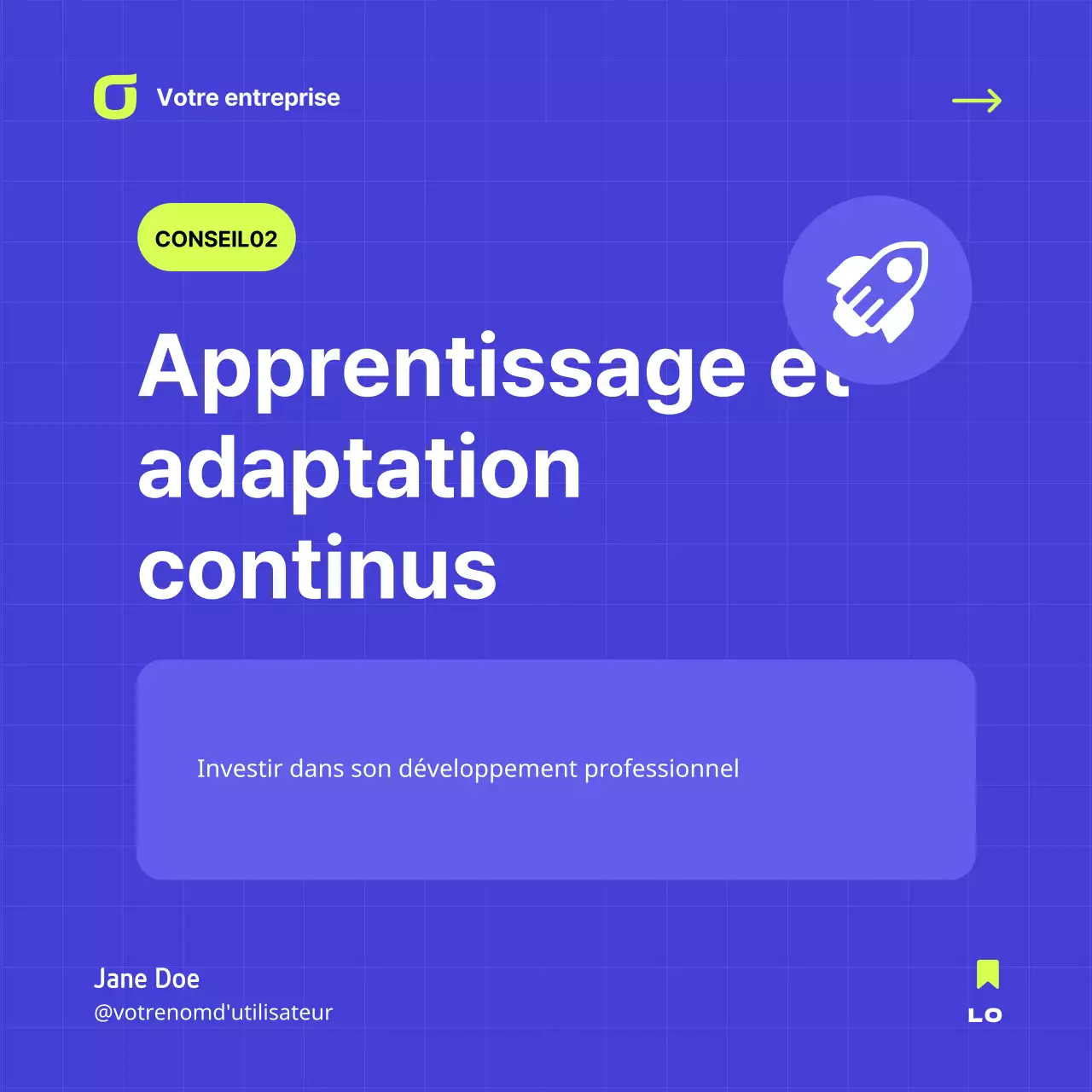 Conseils d'affaires géométriques bleus et néon Publicité