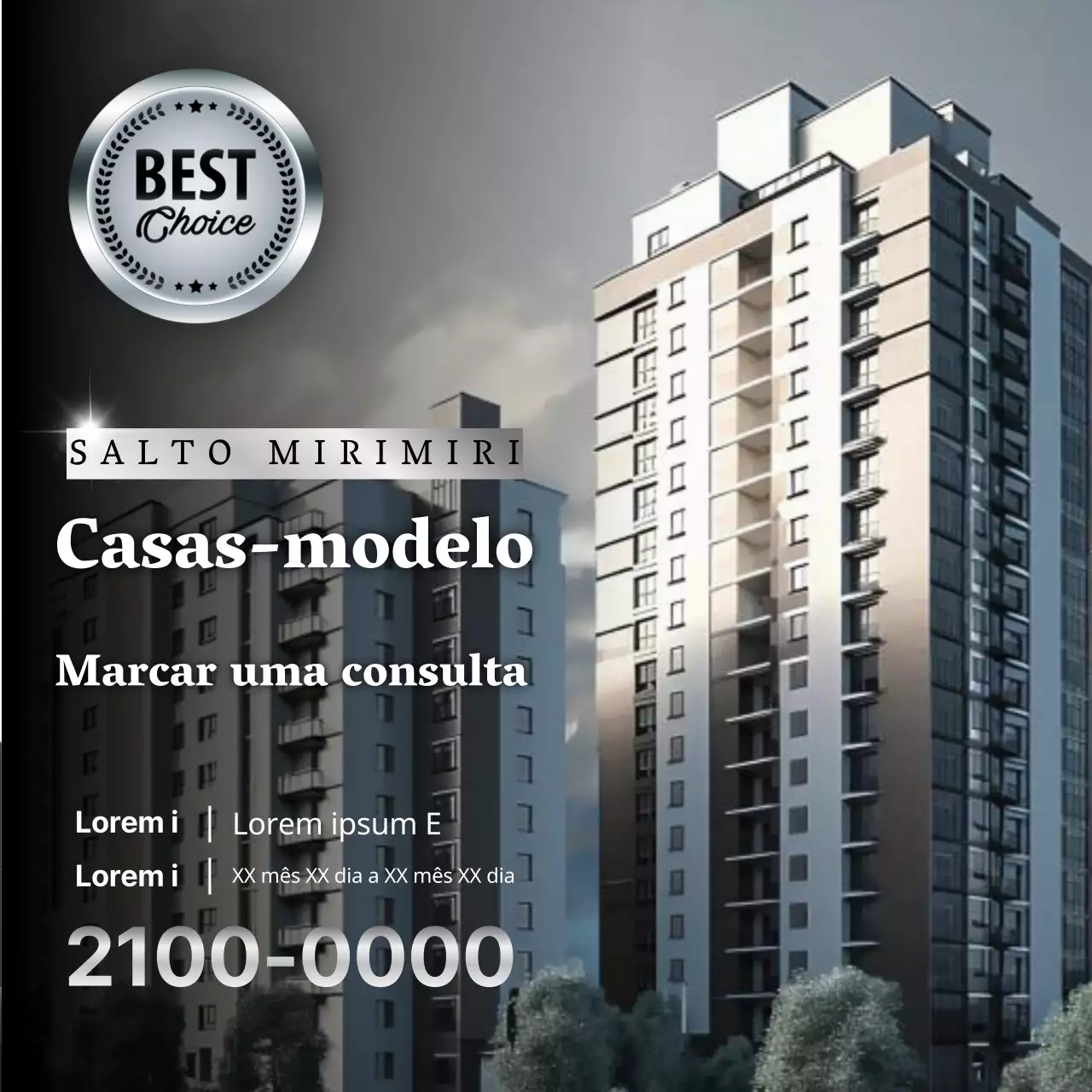 Promover marcações para visitar a casa-modelo de luxo gin preto e prata
