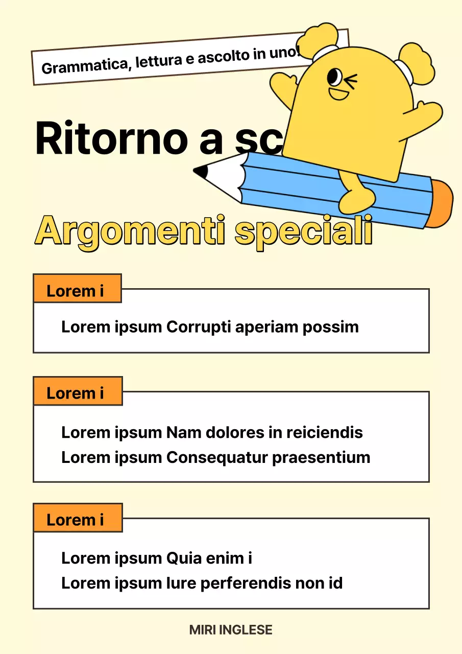Semplici annunci di seminari gialli per il ritorno a scuola
