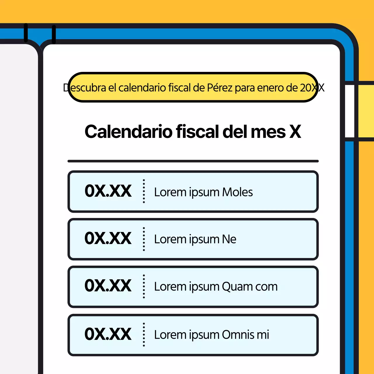 Un hombre de impuestos azul y amarillo de peluche y un rápido vistazo a su calendario fiscal.
