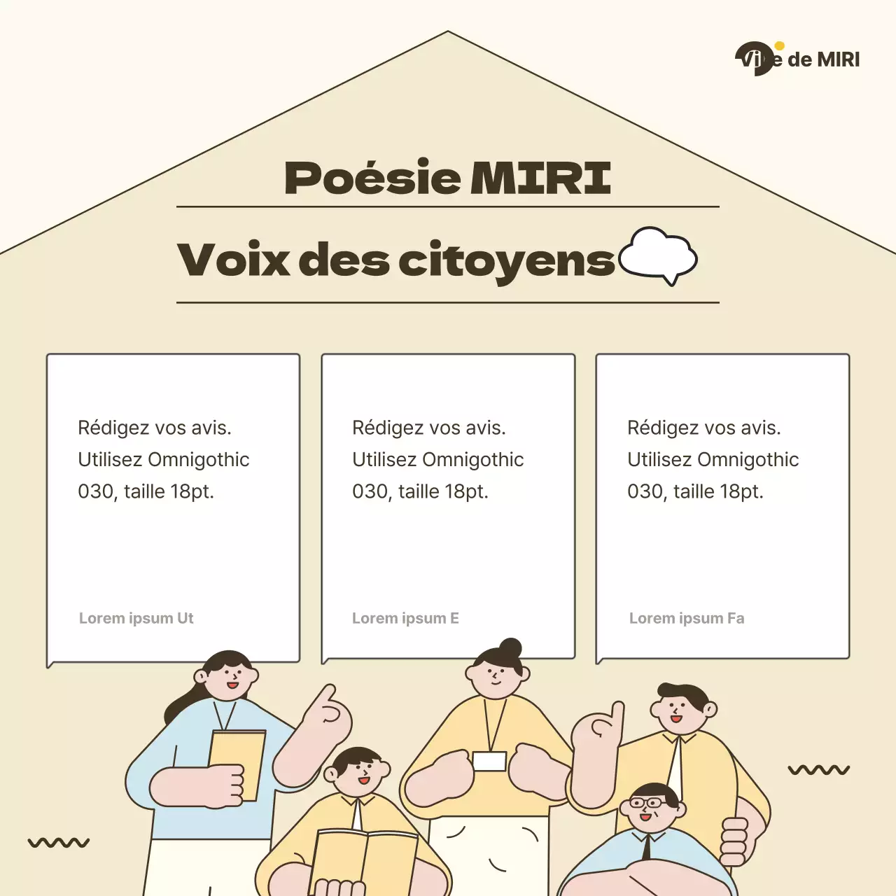 Un guide de discussion civique simple en ivoire et bleu clair