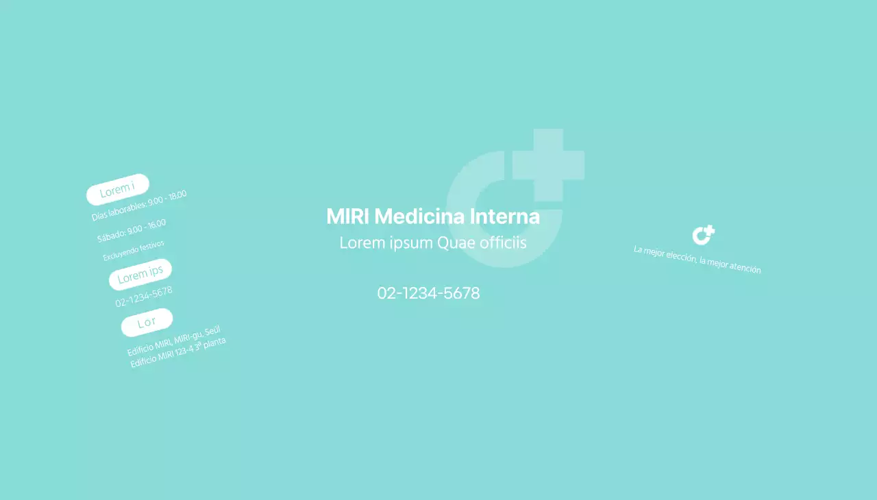 Promocional con el logotipo del hospital en blanco y menta