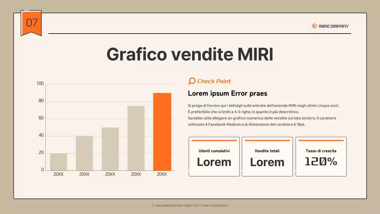 Profilo aziendale semplice e infografico in beige e arancione