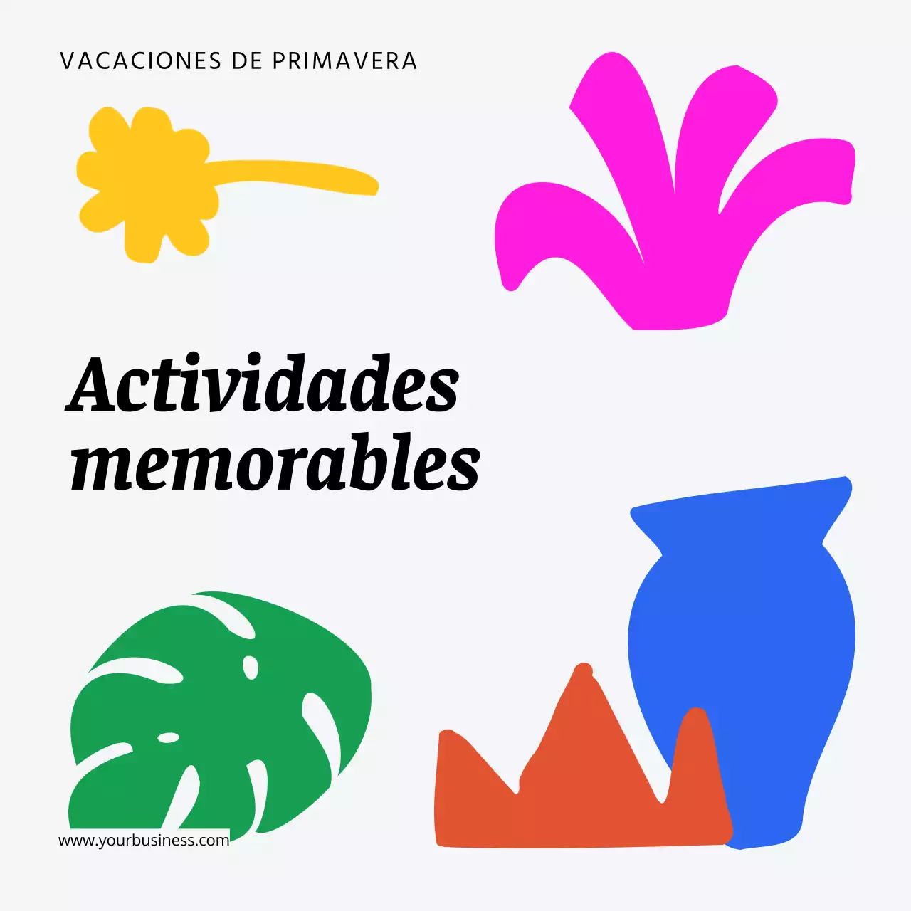 Guía de actividades de las vacaciones de primavera geométricas en blanco y neón