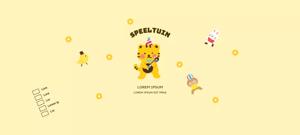 Promotieontwerp voor kindercafé met schattige dierenillustraties