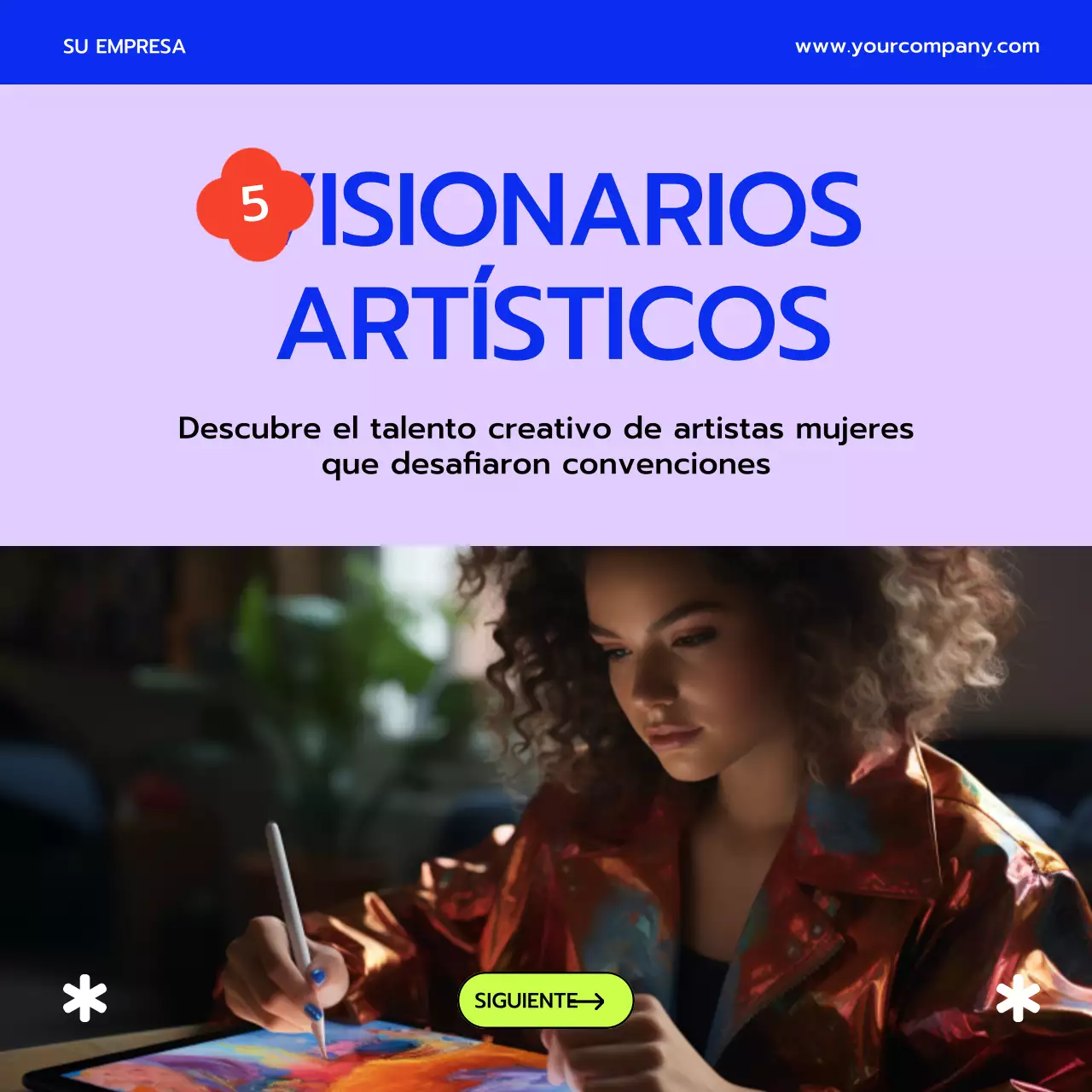 Púrpura y amarillo Pop: consejos para el Mes de la Mujer Publicidad