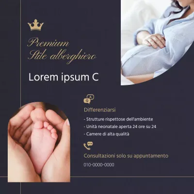 Un annuncio di classe per una casa di maternità in bianco e nero