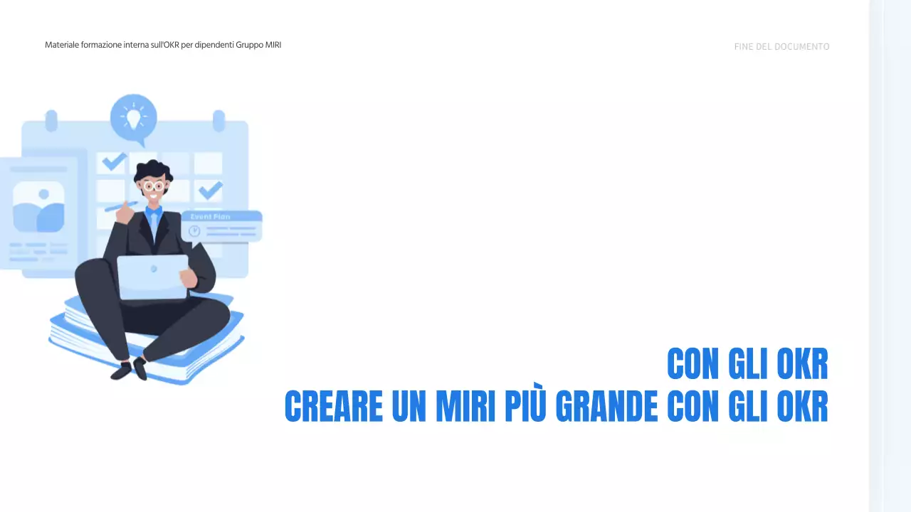 Una moderna guida OKR in blu e giallo Materiali per la formazione