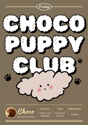 Brown Playful Puppy Club Announcement Poster