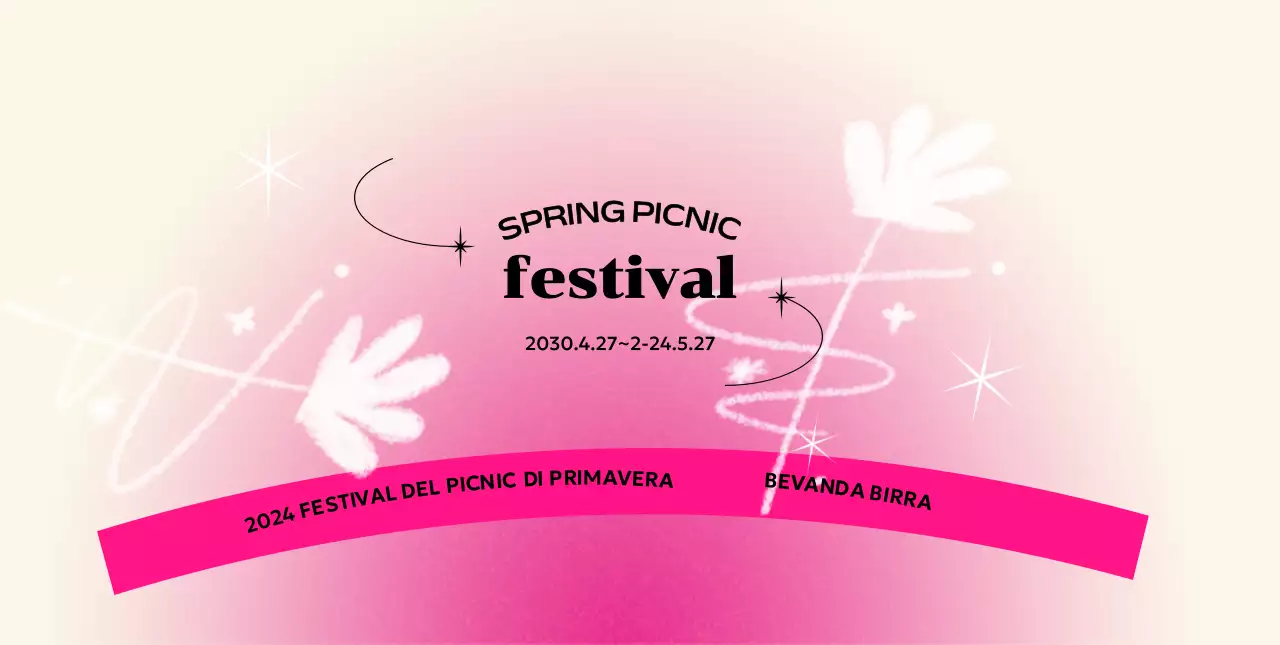 Un festival concettuale colorato con uno sfondo sfumato e fiori e brillantini dipinti a mano.