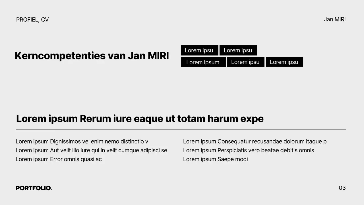 Een grijze, minimalistische portfolio voor werkzoekenden