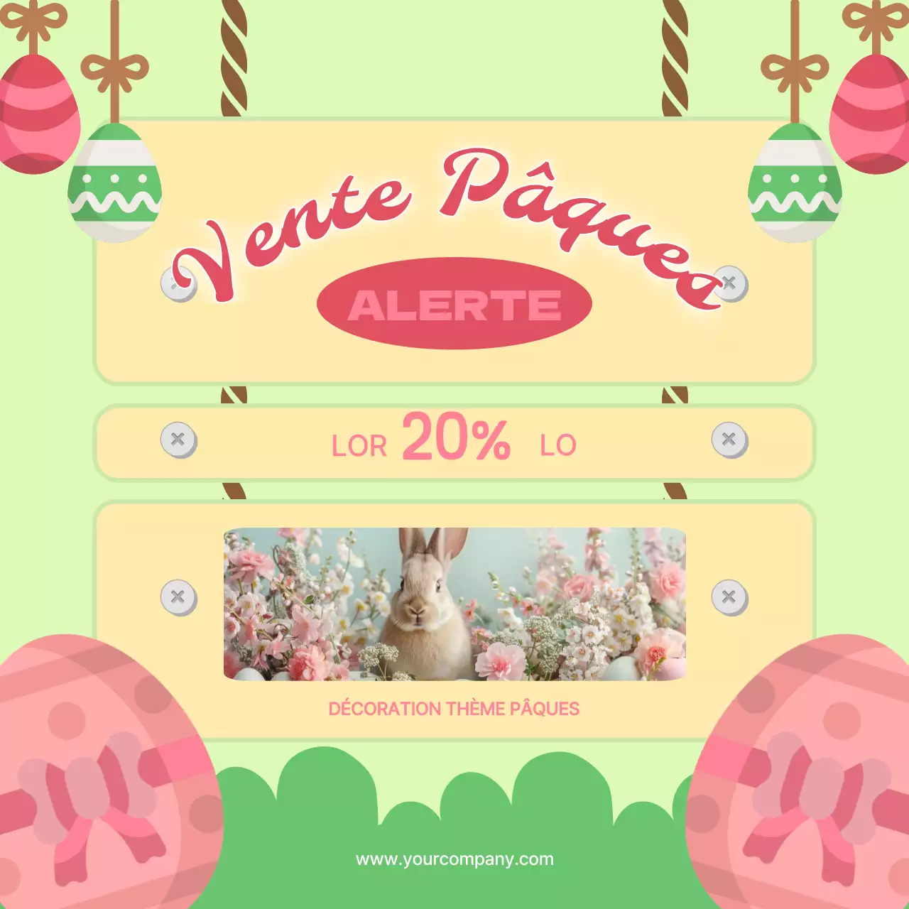 Promotion de l'événement de Pâques Charmant jaune et rose