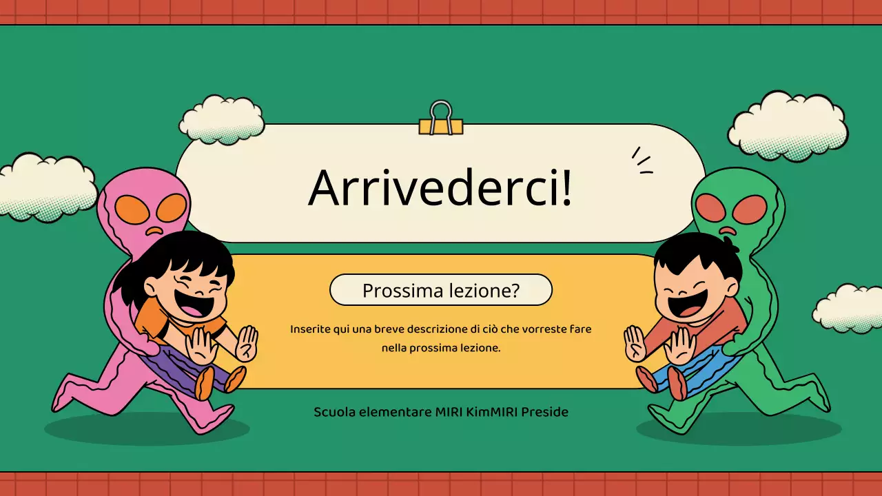 Schede didattiche d'epoca per bambini in verde e giallo
