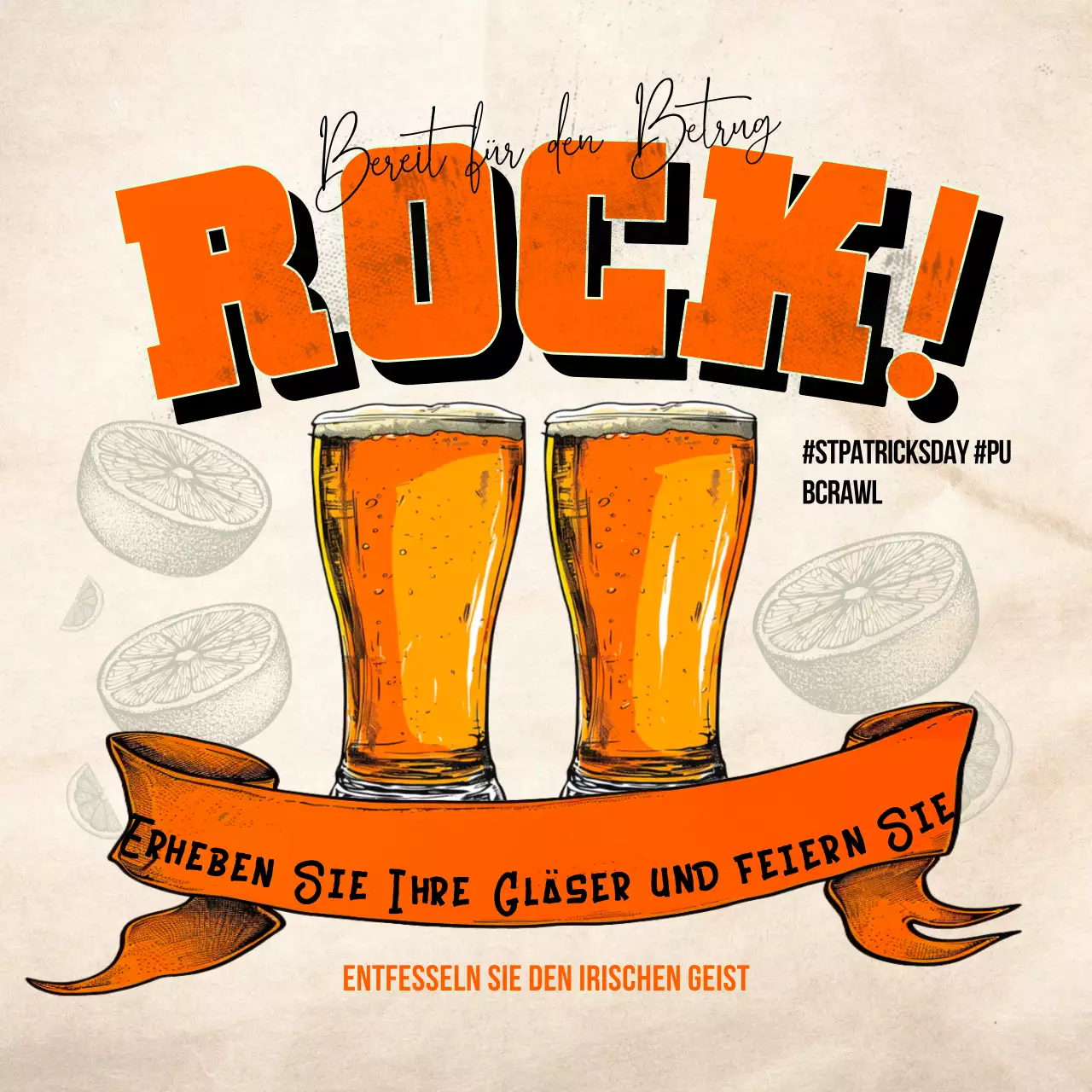 Vintage Orange Toast St. Patrick's Day-Einladung