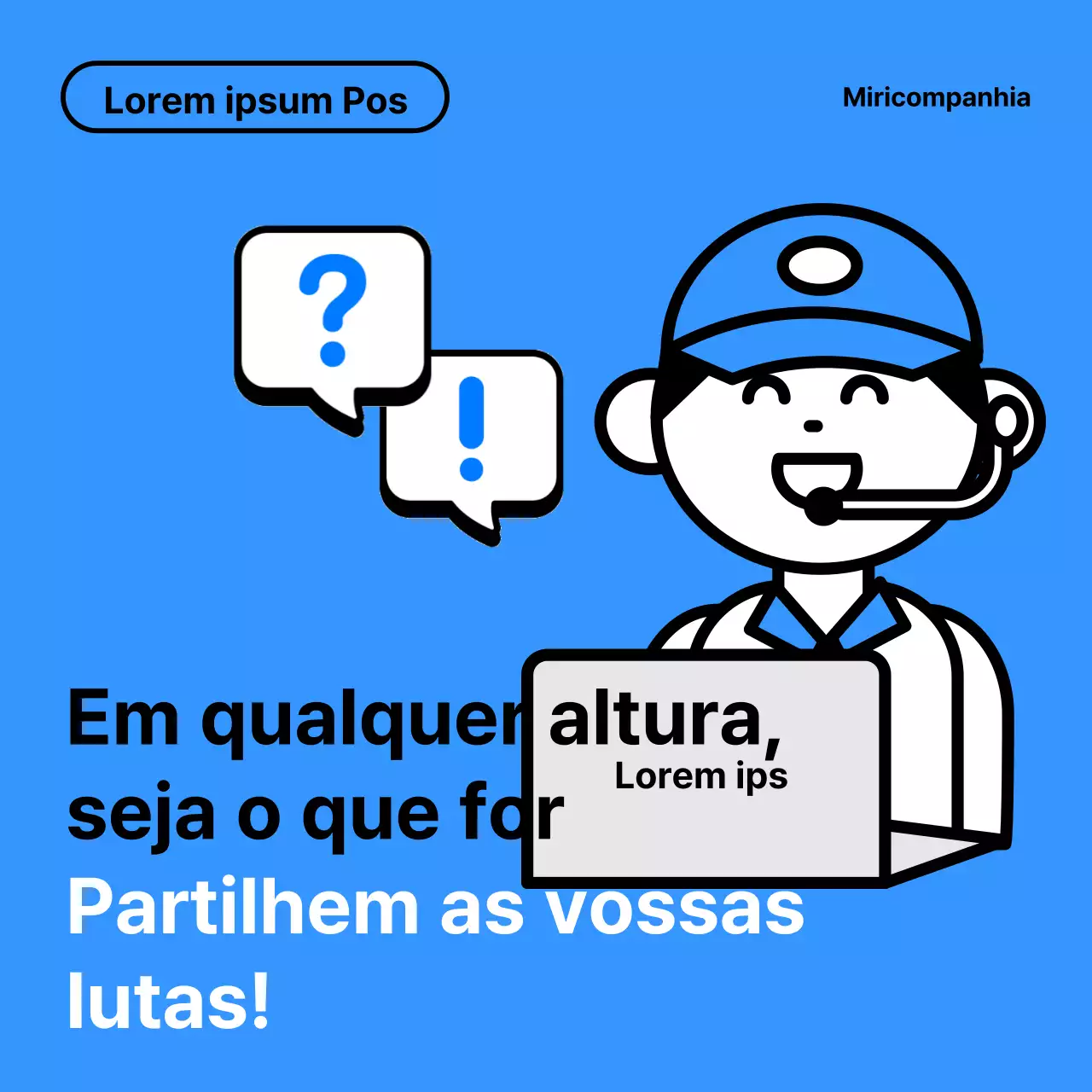 Um guia de helpdesk simples, branco e azul