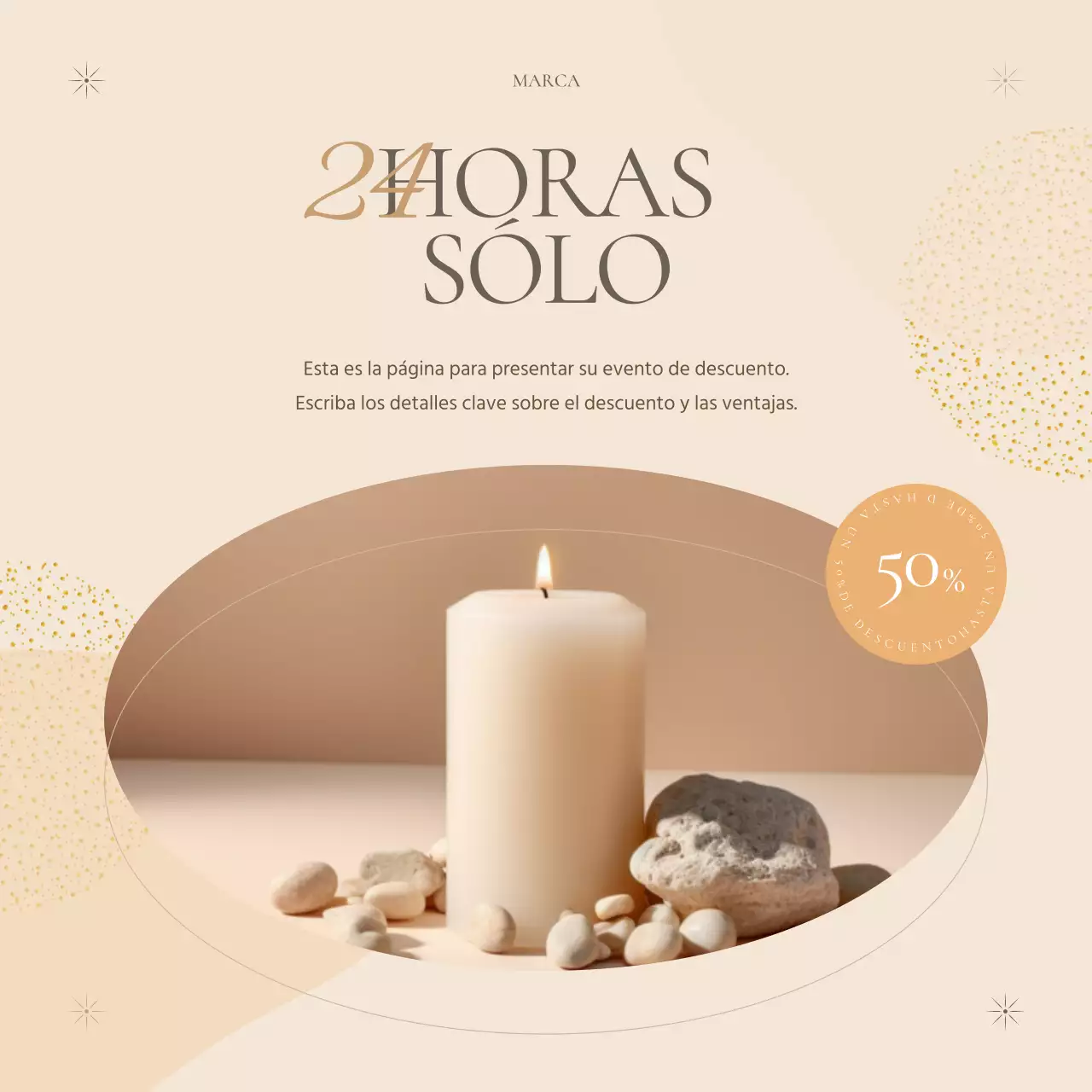 Un anuncio clásico de atrezzo en beige y marrón