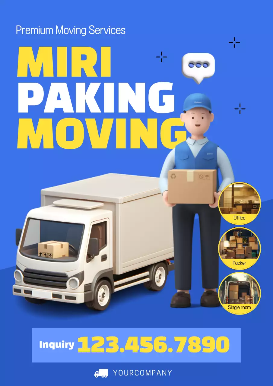 Blue Modern Moving Promotion Poster