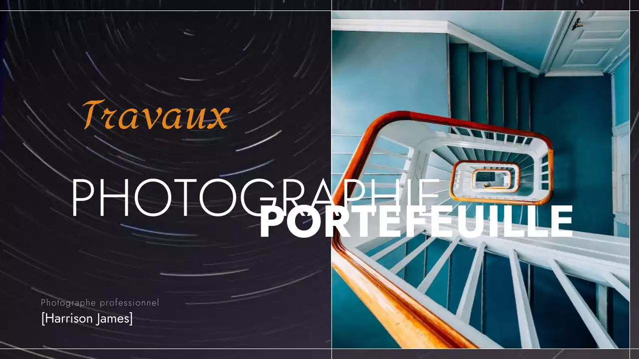 Portfolio photographique moderne noir et orange