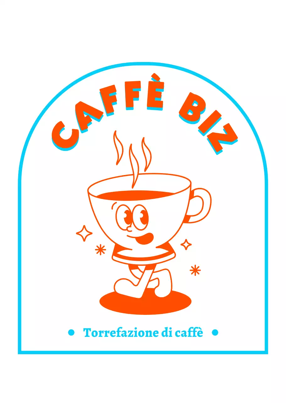 Illustrazione di un personaggio del caffè blu-rosso