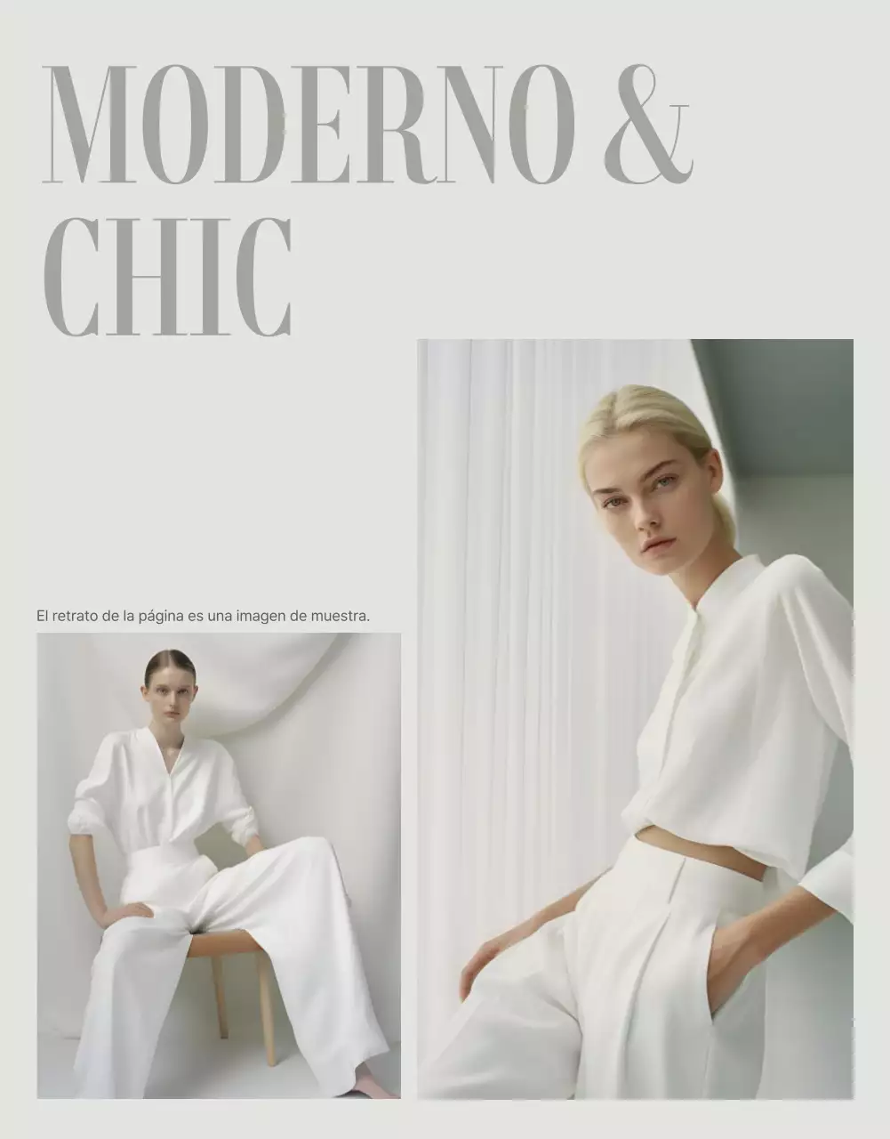 Anuncio de página detallada de moda moderna en beige