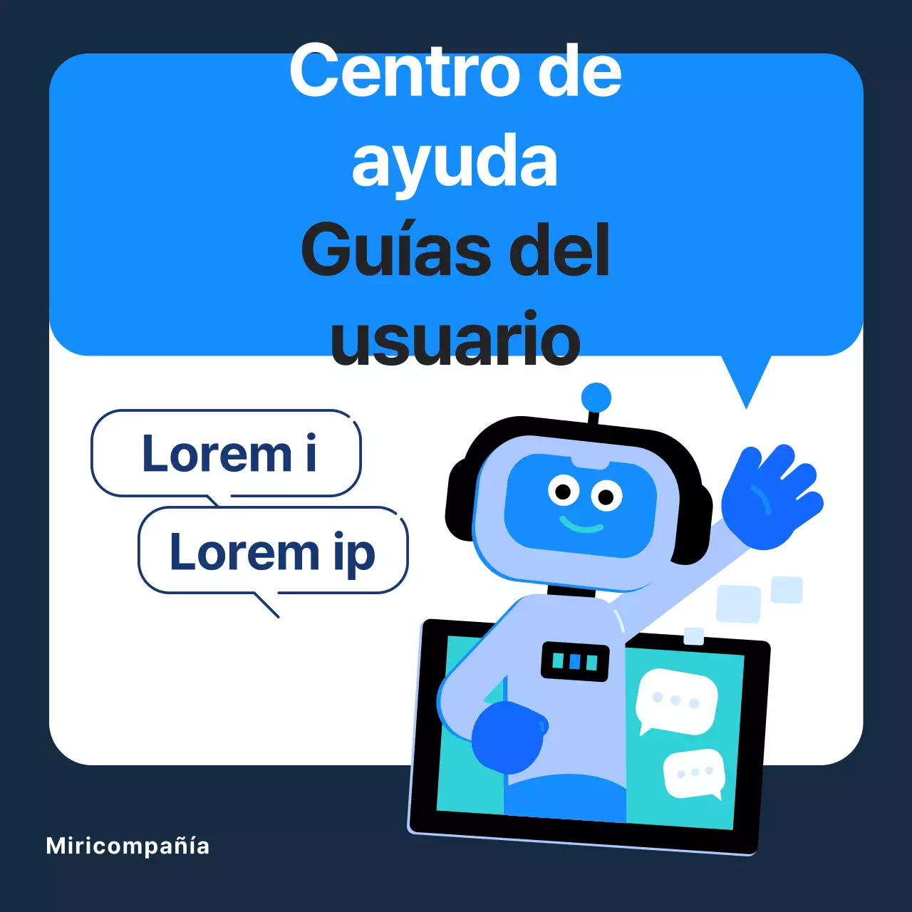 Guía para utilizar un servicio de asistencia sencillo, azul y marino