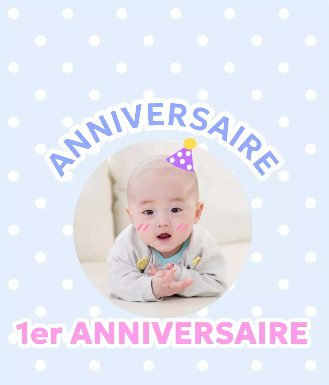 Une jolie fête de naissance avec des photos de bébés et un texte coloré.