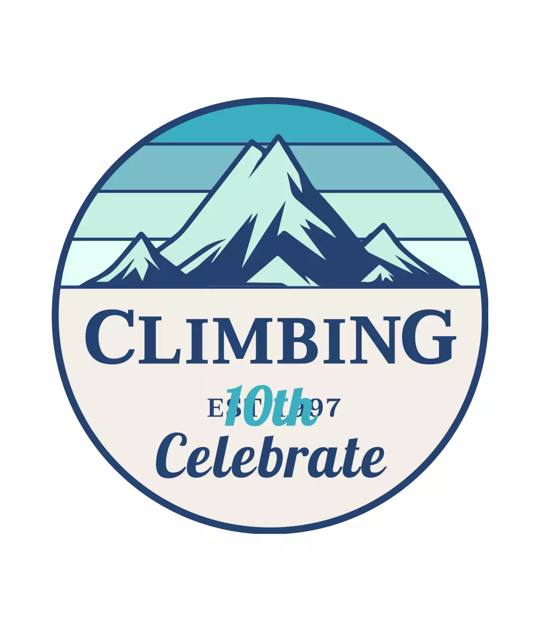 Konsep sederhana untuk klub pendakian dengan ilustrasi gunung dan jenis huruf serif