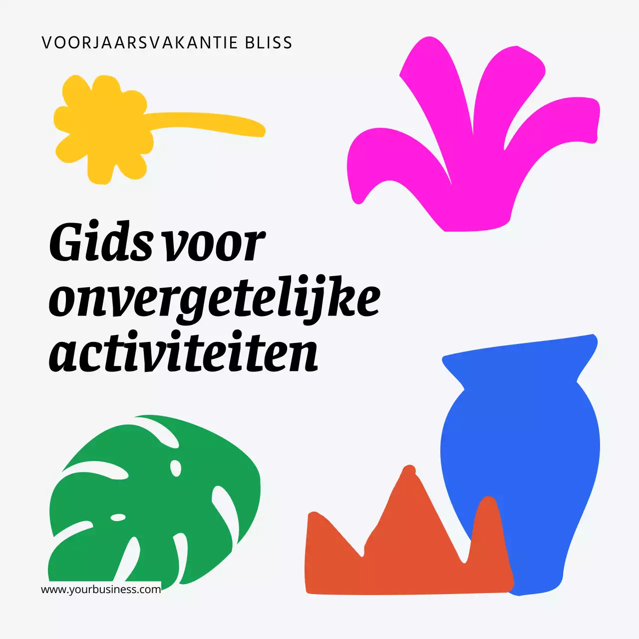 Witte en neon geometrische voorjaarsvakantie activiteitengids