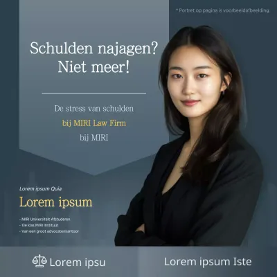 Een moderne gele en marineblauwe advertentie voor een advocatenkantoor voor persoonlijke invordering.