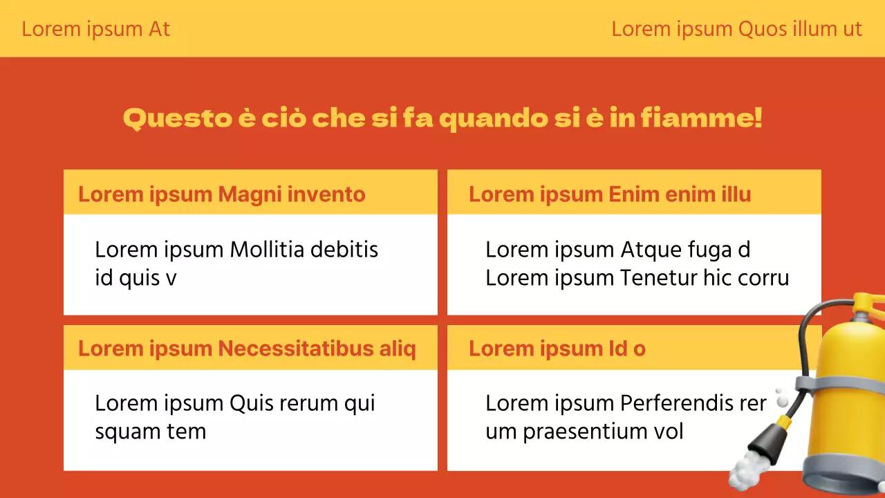 Il giallo e l'arancione spiegano in modo simpatico la formazione sulla sicurezza antincendio