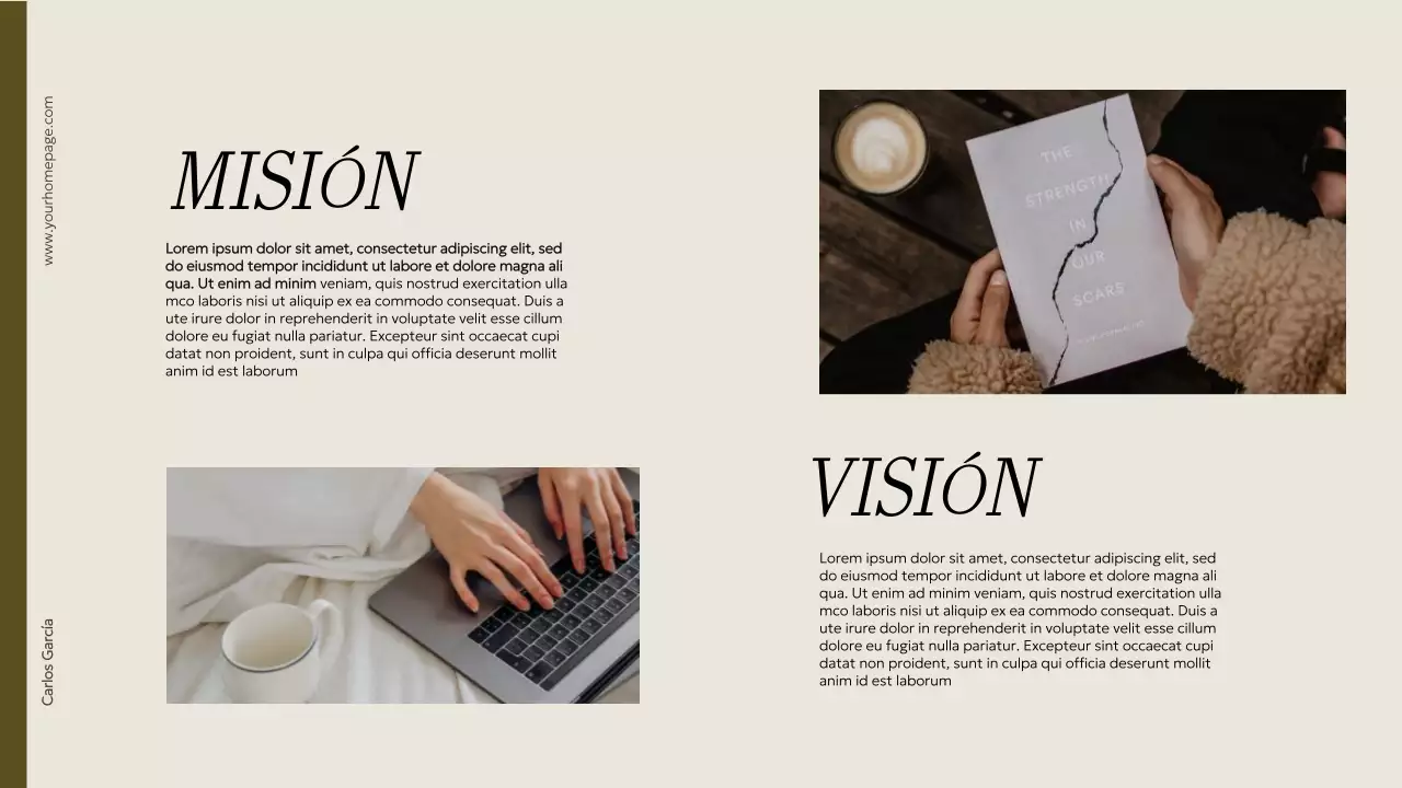 Material de cartera creativa minimalista en beige y caqui