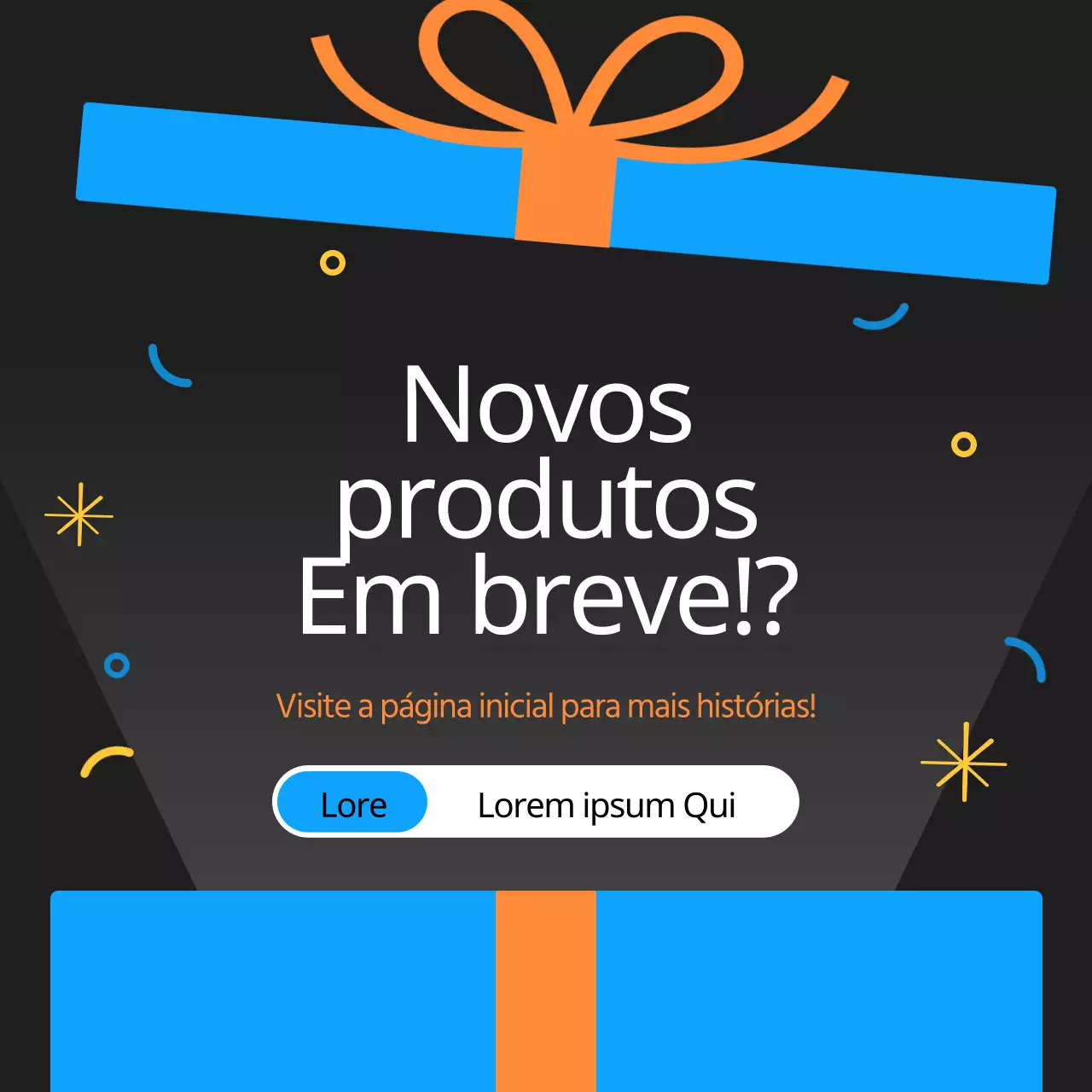 Promover o lançamento de um novo produto com um simples esquema de cores azul e laranja