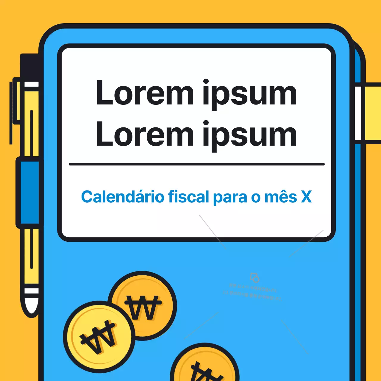 Um homem dos impostos azul e amarelo, fofinho, e um olhar rápido sobre o seu calendário fiscal