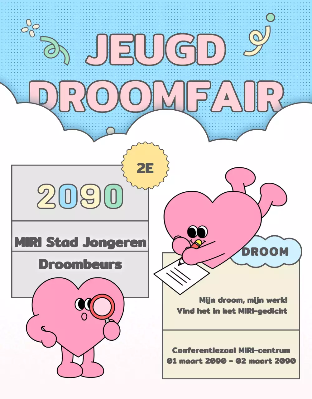 Promoot een leuke carrièrebeurs in roze en lichtblauw