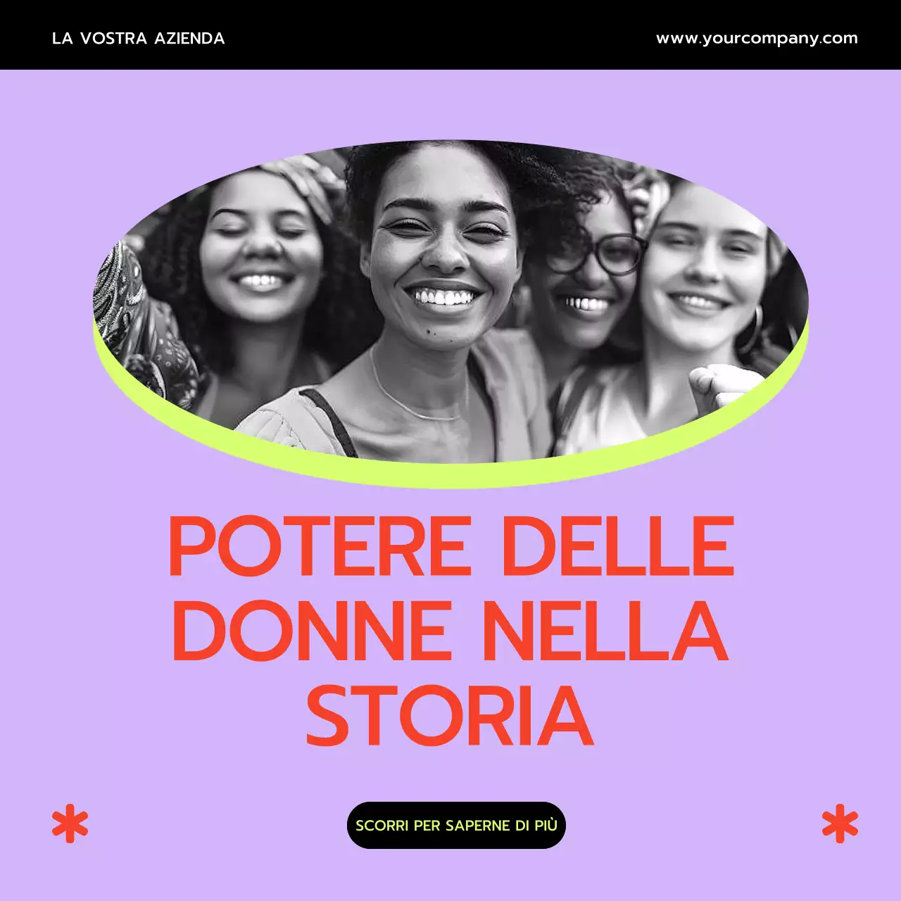 Suggerimenti per il mese della donna a tema pop viola e giallo Pubblicità