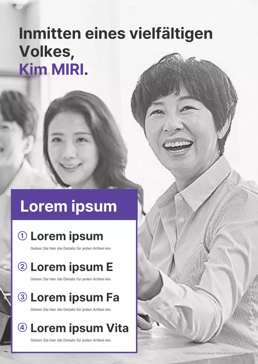 Ein einfacher lila-weißer Wahlprospekt