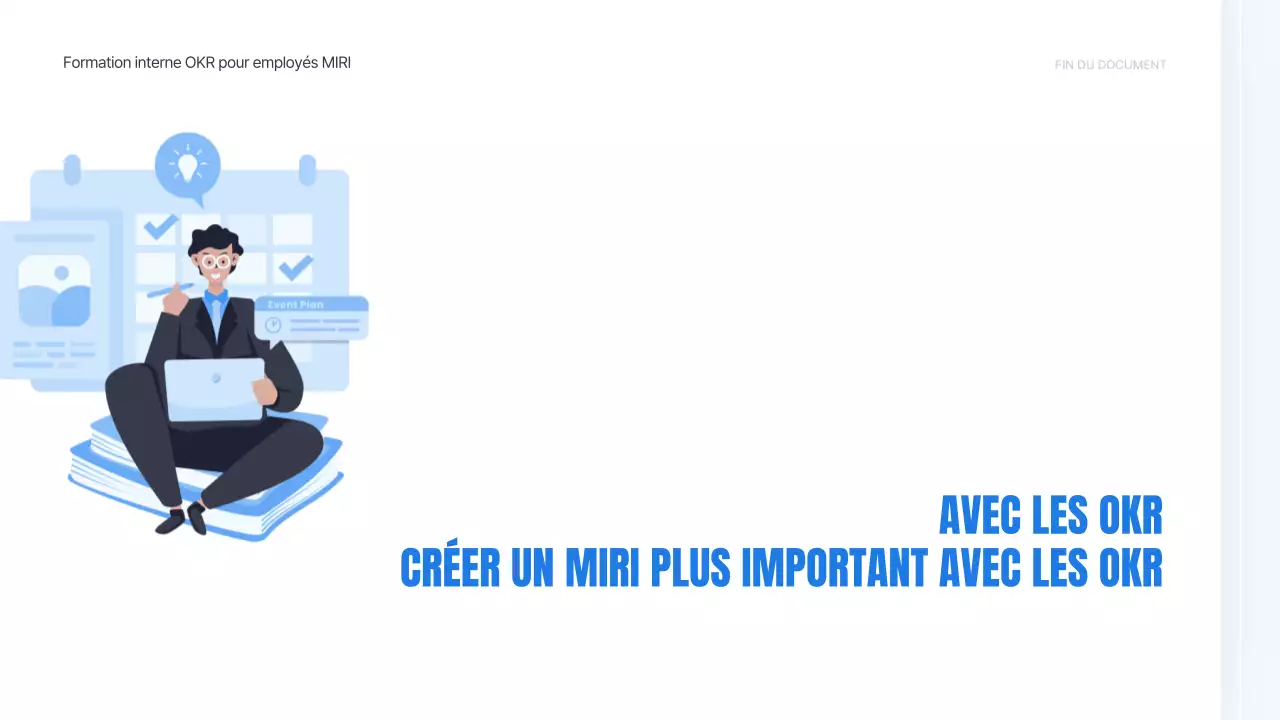 Un guide OKR moderne en bleu et jaune Matériel de formation