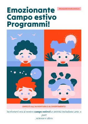 Workshop estivo per bambini di tendenza in lilla e arancione Pubblicità