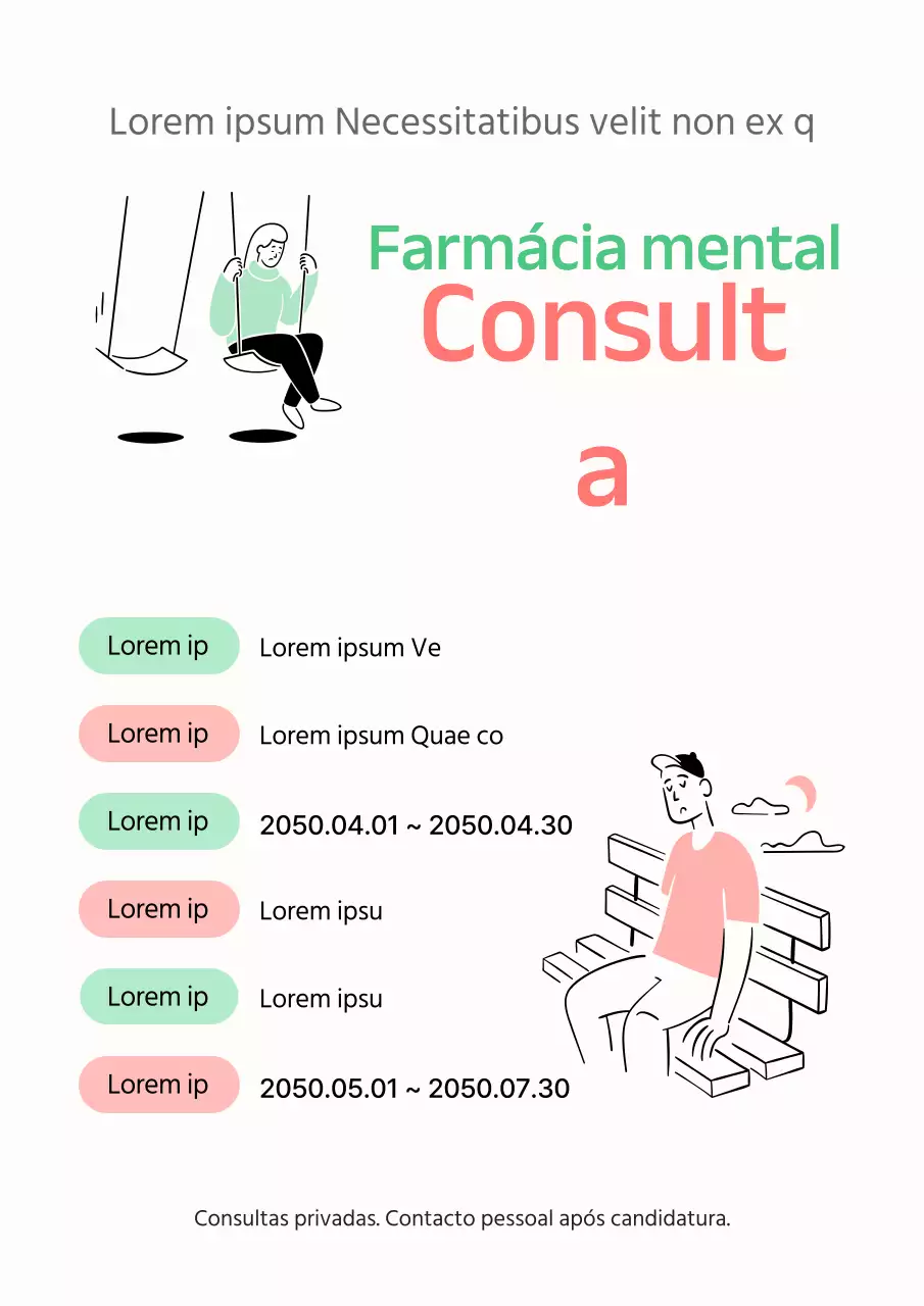 Anúncios de voluntariado de aconselhamento psicológico moderno em cor-de-rosa e menta
