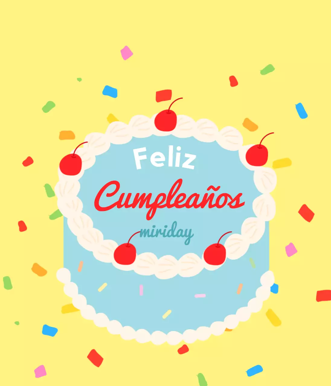 Letras para un concepto de tarta de cumpleaños llena de color