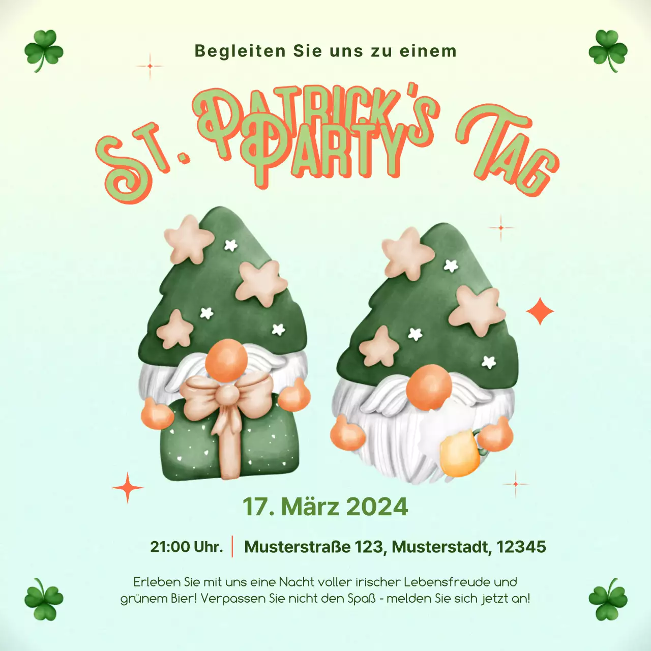 Grüner Farbverlauf Fantasie St. Patrick Day's Einladungen