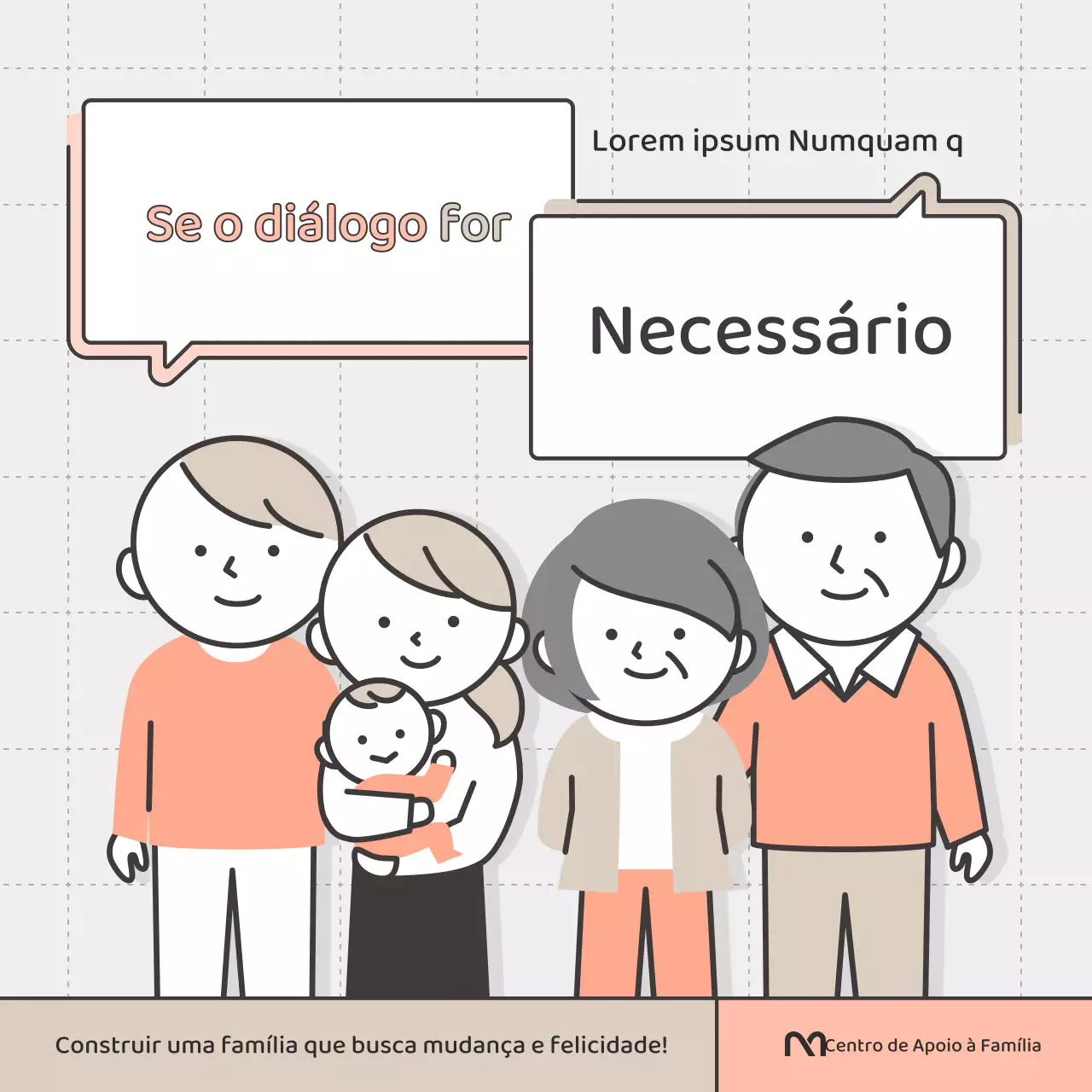 Um simples anúncio de recrutamento de aconselhamento familiar cor-de-rosa e bege