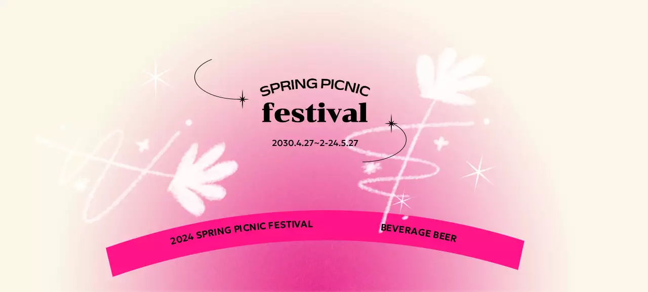 A festive concept with a colorful gradient background and hand-drawn flowers and glitter