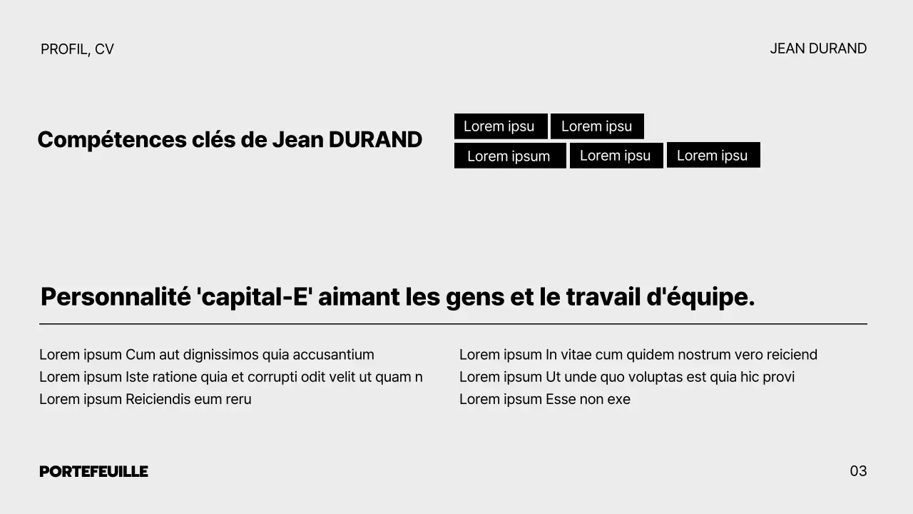 Un portfolio de demandeur d'emploi gris et minimaliste