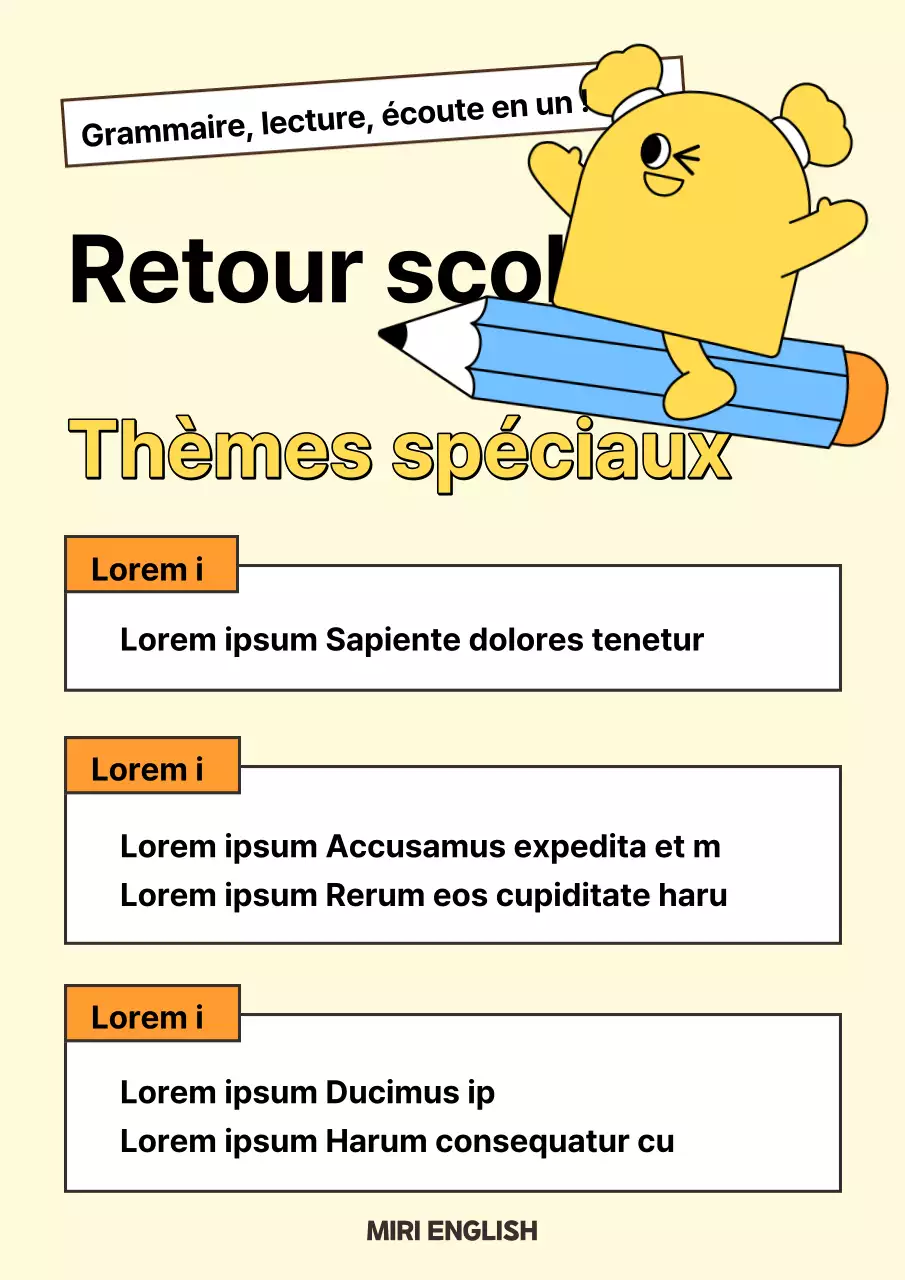 Annonces jaunes simples pour le séminaire de rentrée scolaire