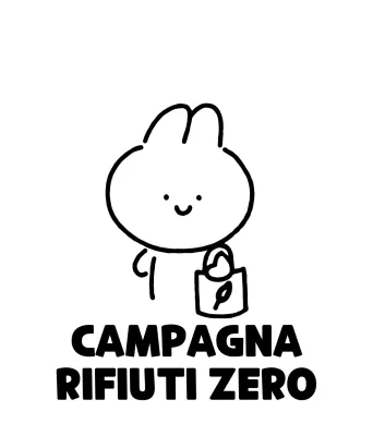 Campagna Rifiuti Zero con simpatiche illustrazioni di coniglietti disegnati a mano