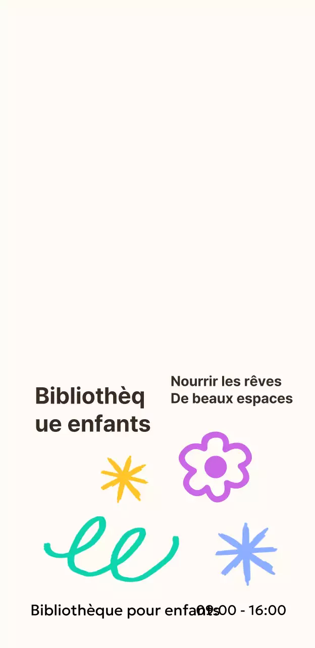 Un concept mignon de bibliothèque pour enfants avec des illustrations colorées dessinées à la main.