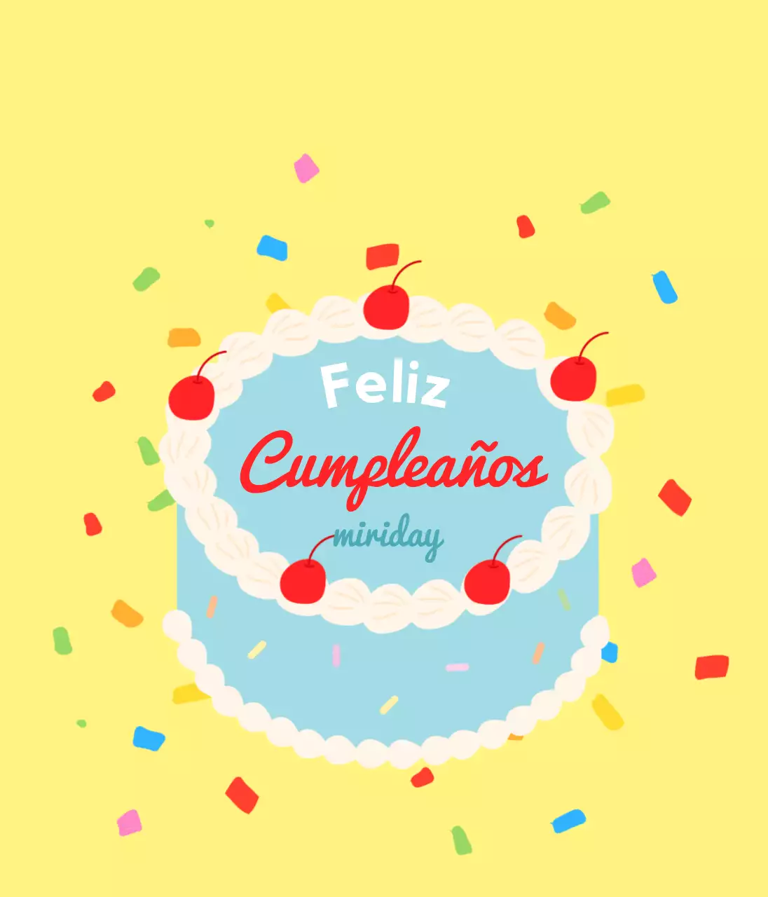 Letras para un concepto de tarta de cumpleaños llena de color