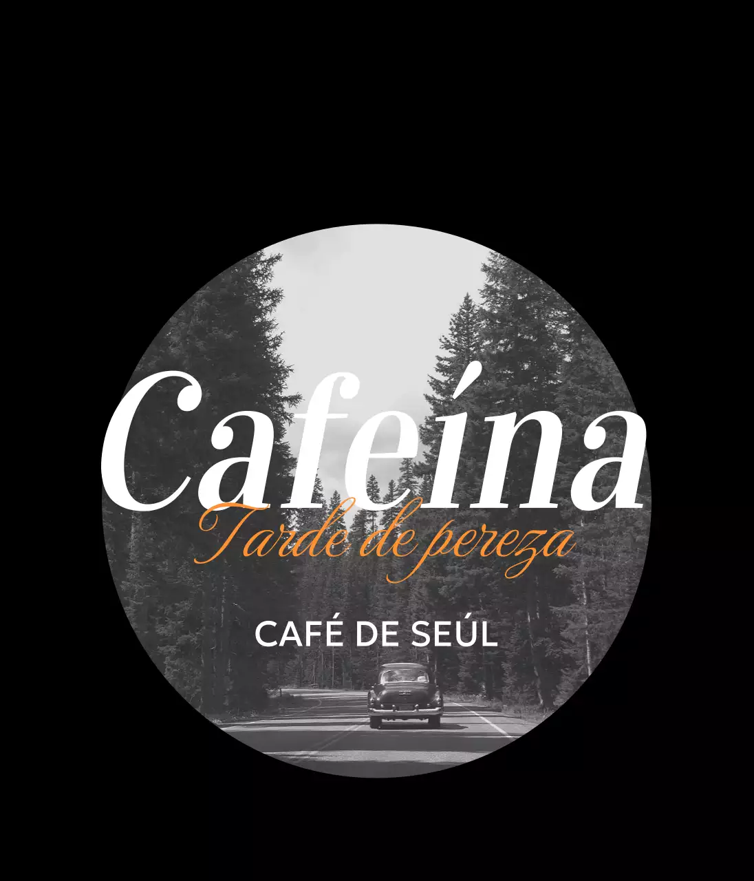 Marco circular negro y naranja artículos vintage